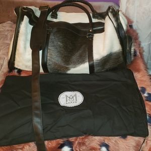 Cowhide and Leather Weekender Bag